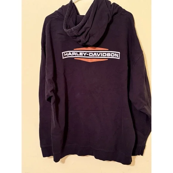 Harley Davidson Full Zip Up Hoodie Black Size 3XL - Picture 6 of 8